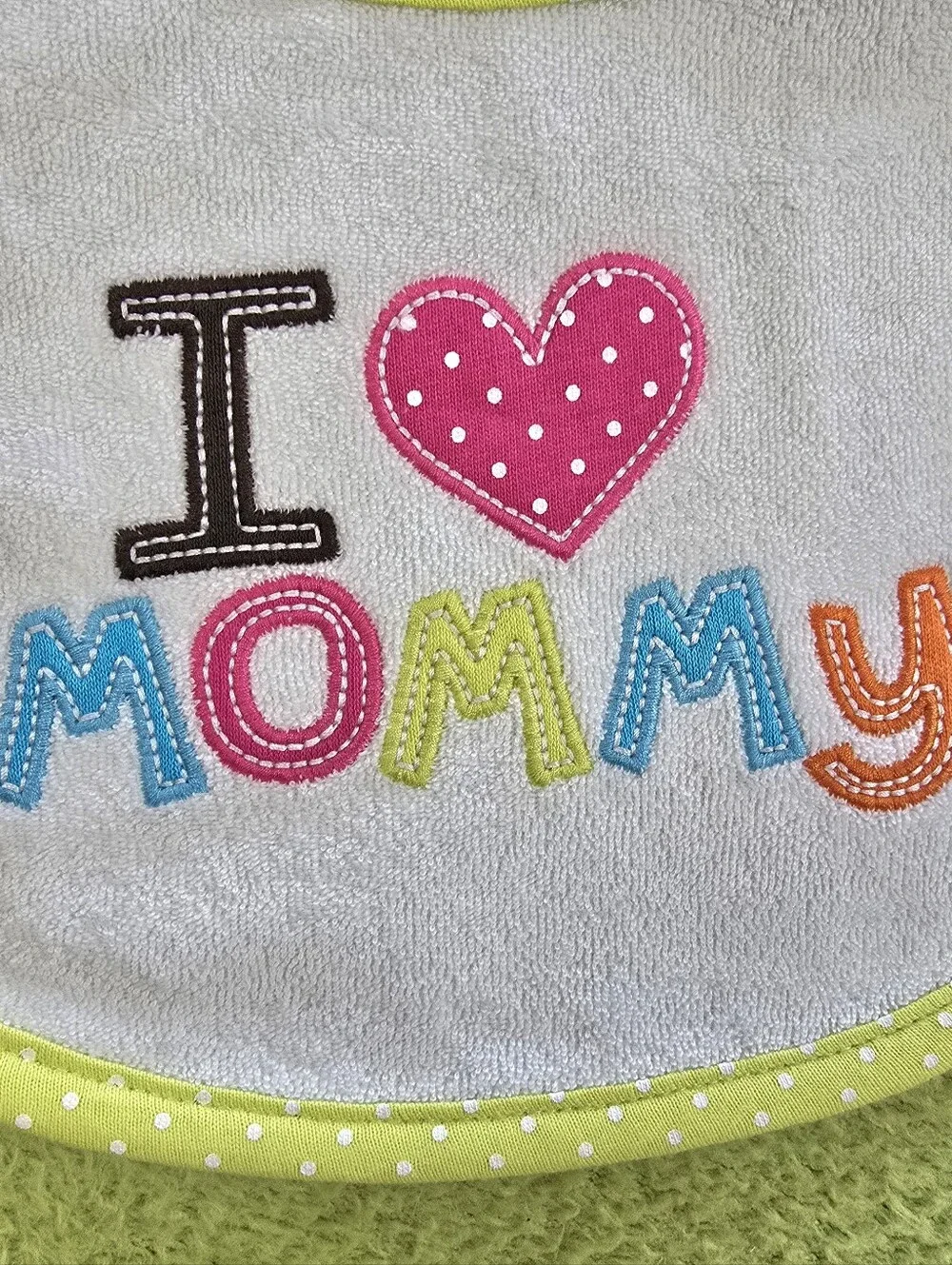 NWT -  Baby GIRLS - WHITE & GREEN TERRY BIB - CARTERS - 